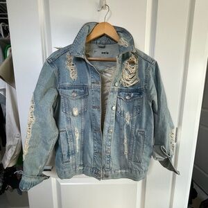 TOPSHOP Moto Ripped Denim Jacket Size S